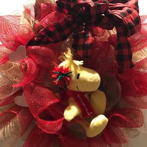 Hand Crafted Valentines Wreath Woodstock Cute Removable Plushie NEW FINAL SALE